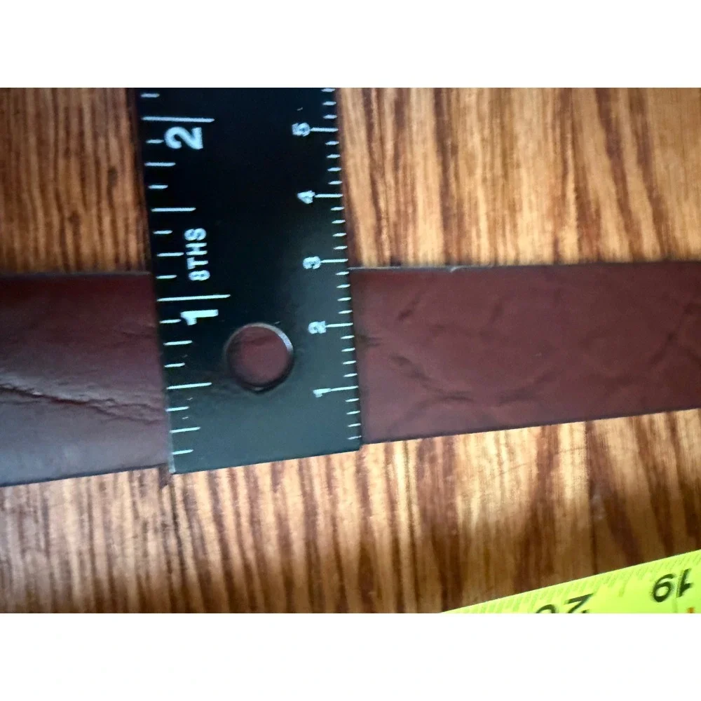 Vintage Top Grain Oil Tan Leather Belt Mens 46 Brown Made in USA Gold Buckle